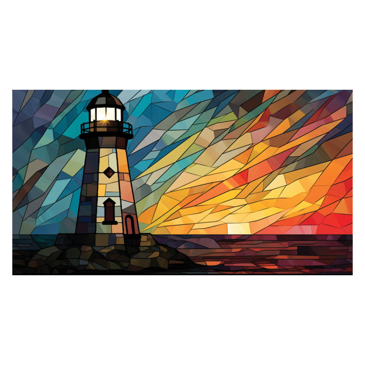Loopy Impressions Pattern - Sunset stained glass lighthouse
